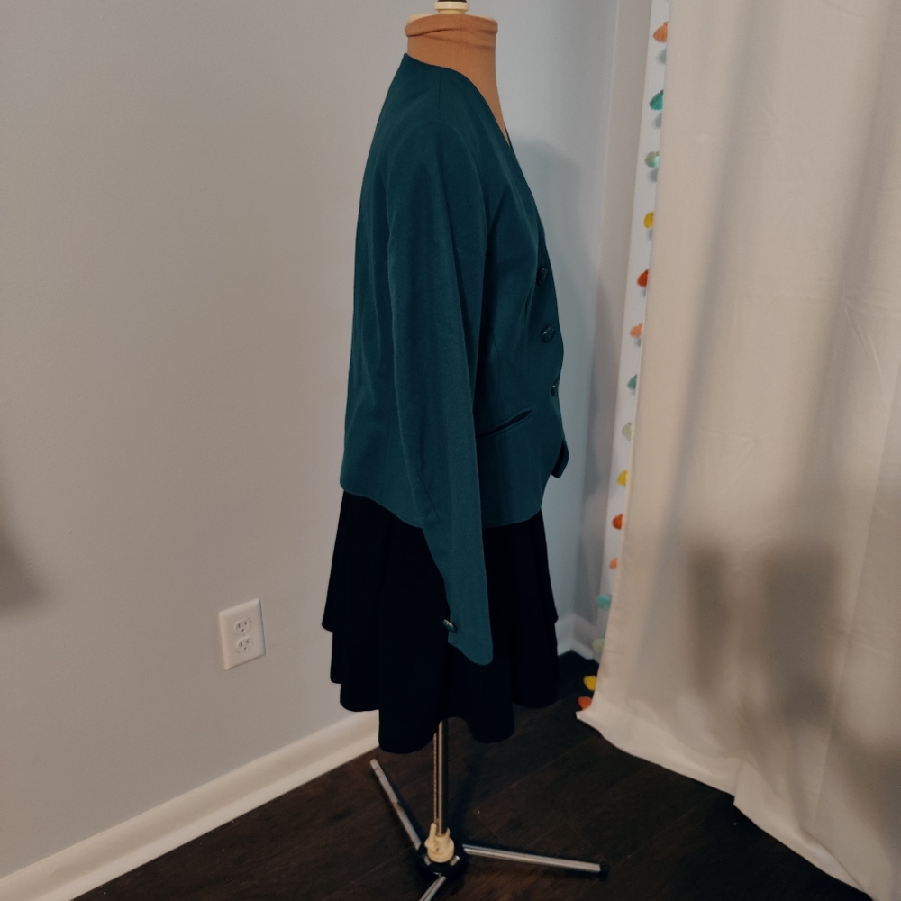 Pendleton Cropped Structured Teal Blazer Pockets … - image 4